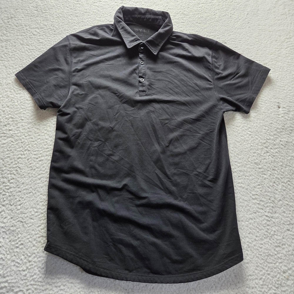 BYLT Premium Basics Polo Shirt Mens M Black Solid Short Sleeve Tagless Top